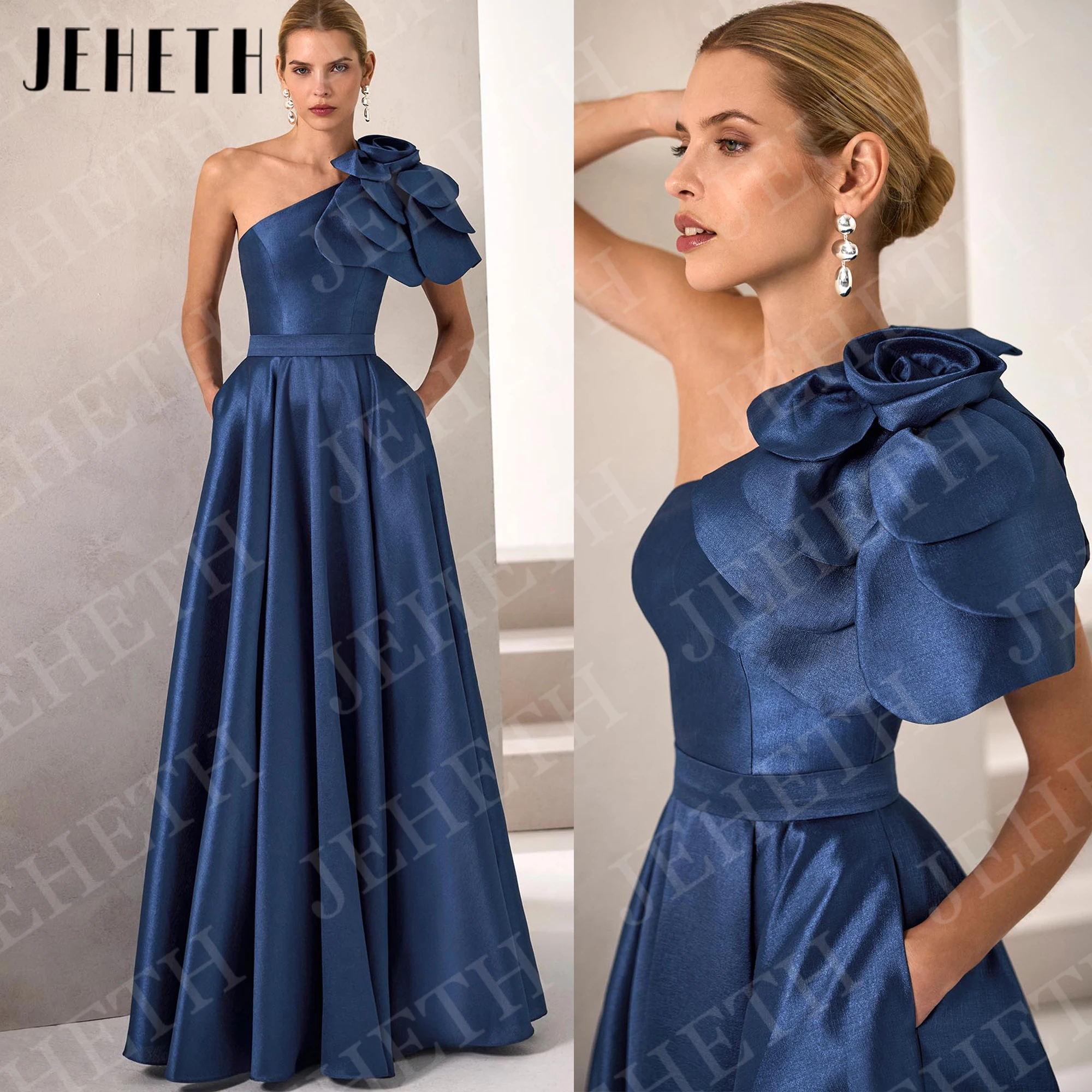 JEHETH Evening Dress Satin One Shoulder Elegant Navy Blue A Line Formal Party Dresses with Pockets Customized vestidos De Noche
JEHETH Evening Dress Satin One Shoulder Elegant Navy Blue A Line Formal Party Dresses with Pockets Customized vestidos De Noche