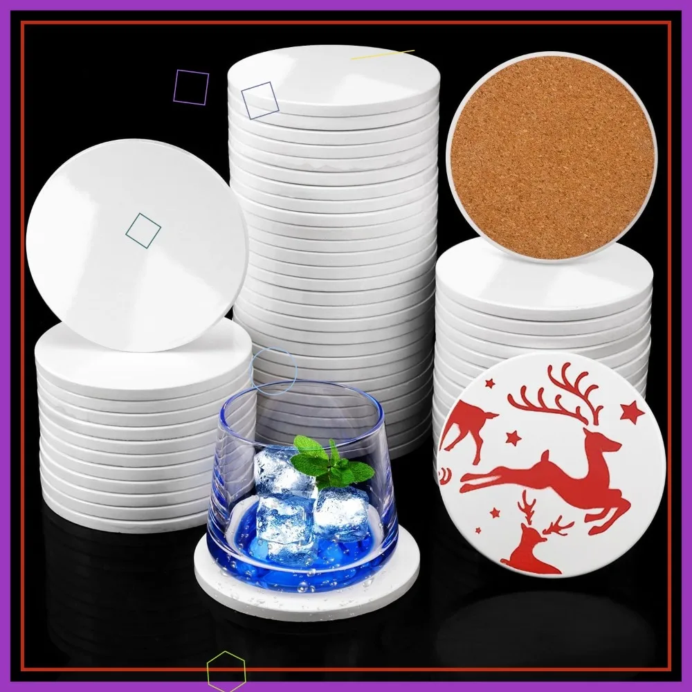 55 PCS 4 Inch Round Sublimation Ceramic Coasters with Cork Backing, Glazed Tiles for Drinks and DIY Home Decor
55 PCS 4 Inch Round Sublimation Ceramic Coasters with Cork Backing, Glazed Tiles for Drinks and DIY Home Decor