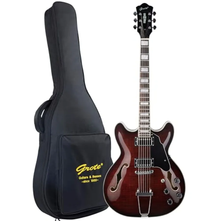 Jazz Electric Guitar Semi-Hollow Body Trapeze Tailpiece Bridge Guitar Gig Bag Brown
Jazz Electric Guitar Semi-Hollow Body Trapeze Tailpiece Bridge Guitar Gig Bag Brown
