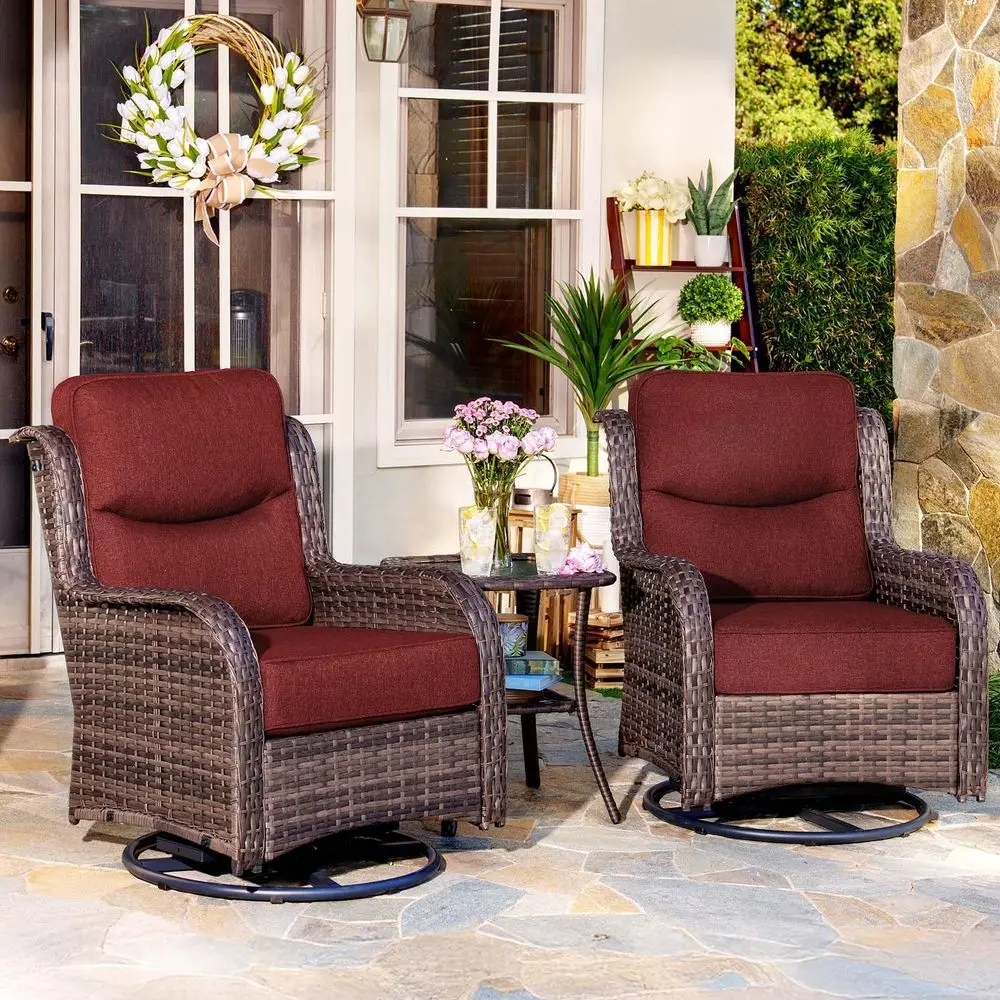 3Piece Luxury Patio Furniture Set with 6 Thick Cushions, WeatherResistant Wicker High Back Swivel Rocker Chairs, SeniorFriendly
3Piece Luxury Patio Furniture Set with 6 Thick Cushions, WeatherResistant Wicker High Back Swivel Rocker Chairs, SeniorFriendly