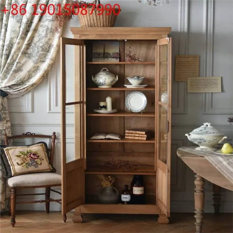 American retro solid wood dining side cabinet locker French double door bookshelf bookcase display cabinet
American retro solid wood dining side cabinet locker French double door bookshelf bookcase display cabinet