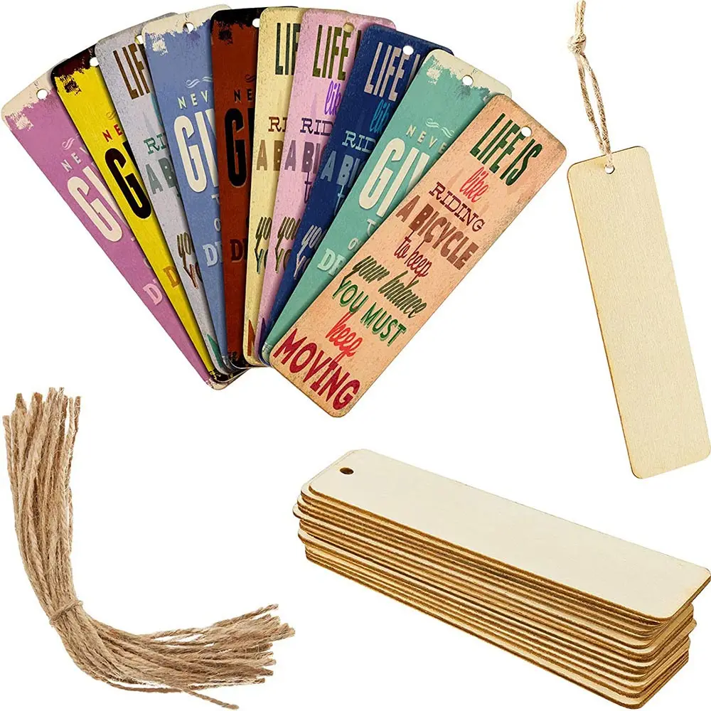 36pcs Wood Blank Bookmarks 4.7"x1.26"x0.06" Wooden Tags Rectangle Shape Blank Bookmark with Holes and Ropes DIY Print Decor Gift
36pcs Wood Blank Bookmarks 4.7"x1.26"x0.06" Wooden Tags Rectangle Shape Blank Bookmark with Holes and Ropes DIY Print Decor Gift