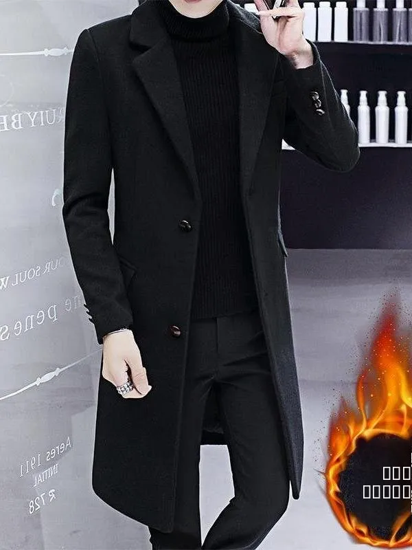 Men's Autumn Winter Thiened Medium Length Woolen Coat Sli Slim Fit Faionable Youthful Warm Outerwear Coat
Men's Autumn Winter Thiened Medium Length Woolen Coat Sli Slim Fit Faionable Youthful Warm Outerwear Coat