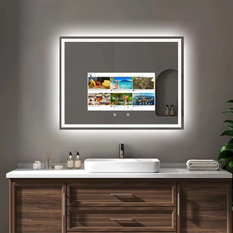 CE FCC Customized Full Functions Modern Android LED Smart Mirror Touch Screen for Bathroom