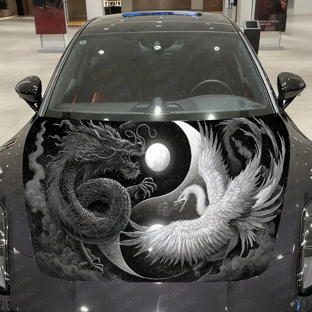 Cloud Pattern Dragon & Phoenix Car Vinyl Wrap, PVC Waterproof Car Hood Sticker, Self-Adhesive Scratch-Resistant Stickers
Cloud Pattern Dragon & Phoenix Car Vinyl Wrap, PVC Waterproof Car Hood Sticker, Self-Adhesive Scratch-Resistant Stickers