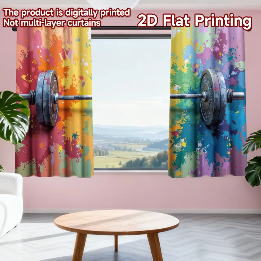 2D flat printing 2pcs Drapes Colorful Barbell Explosion Digital Printed Polyester Drapes Festive Holiday Perfect for Festive
2D flat printing 2pcs Drapes Colorful Barbell Explosion Digital Printed Polyester Drapes Festive Holiday Perfect for Festive