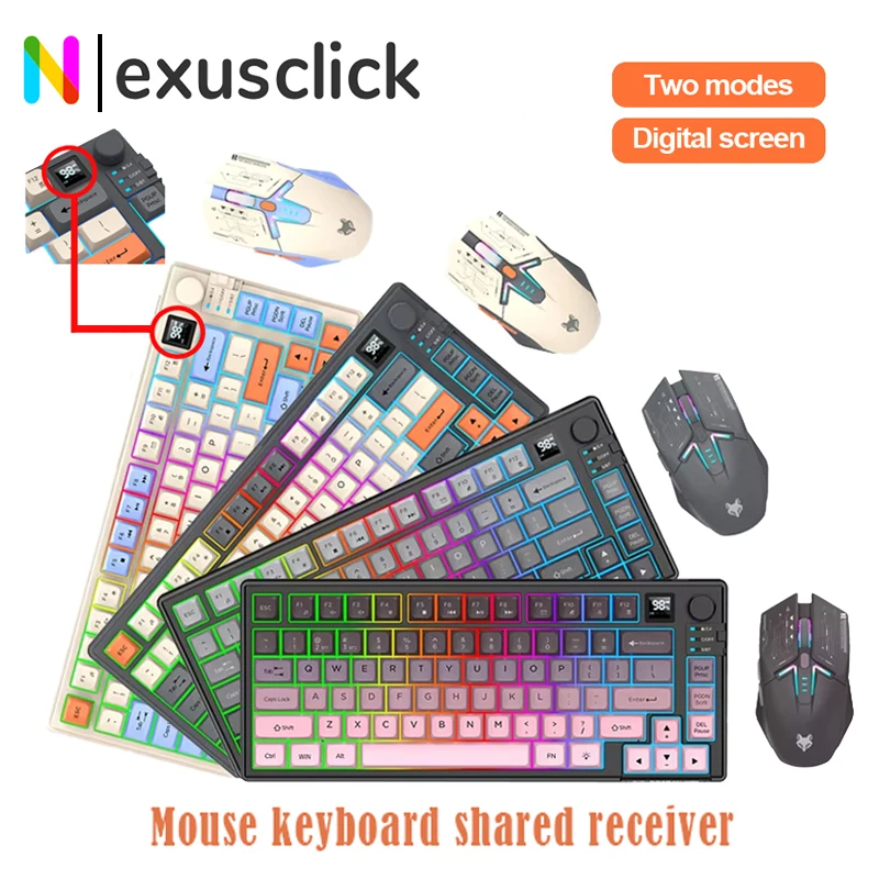 Bluetooth Wireless Keyboard Mouse Combo - Dual Mode Rechargeable Set with Screen Multimedia Control - 4 Color Options
Bluetooth Wireless Keyboard Mouse Combo - Dual Mode Rechargeable Set with Screen Multimedia Control - 4 Color Options