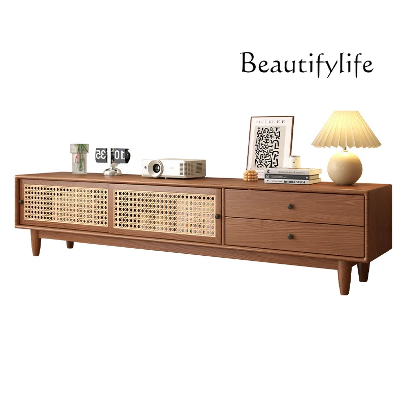 French retro solid wood TV cabinet coffee table combination modern simple medieval living room home rattan storage locker 
French retro solid wood TV cabinet coffee table combination modern simple medieval living room home rattan storage locker