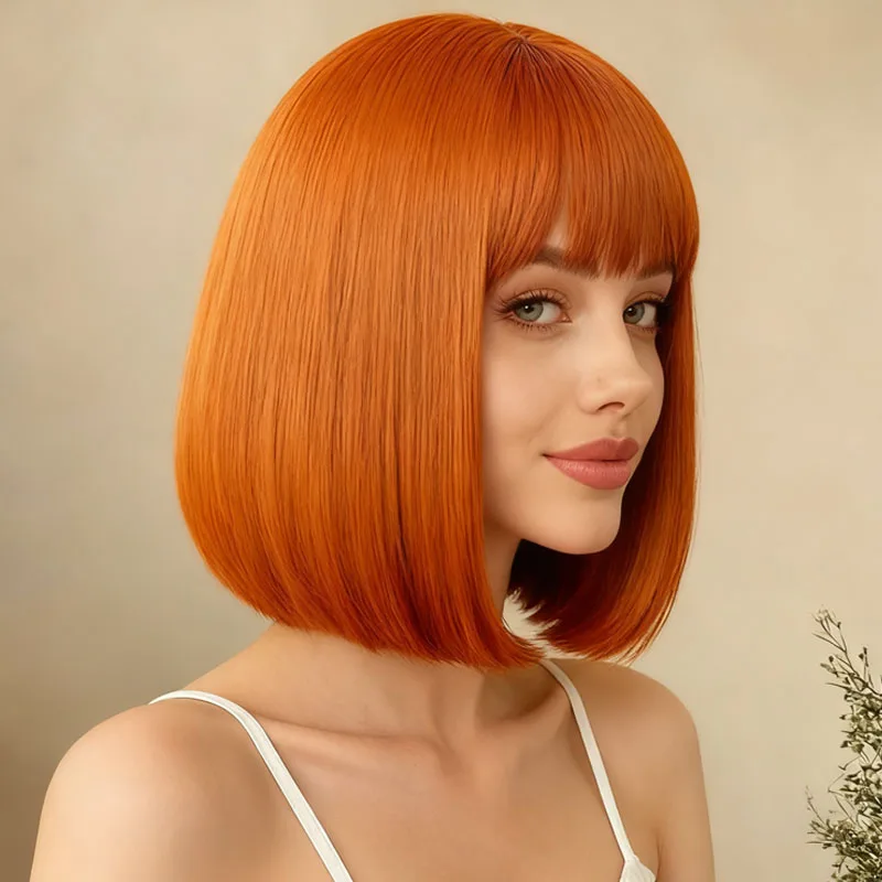 12-дюймовый оранжевый прямой парик из синтетического волокна с короткой челкой, высокотемпературное волокно, модное и универсальное женское повседневное ролевое волокно
12-дюймовый оранжевый прямой парик из синтетического волокна с короткой челкой, высокотемпературное волокно, модное и универсальное женское повседневное ролевое волокно