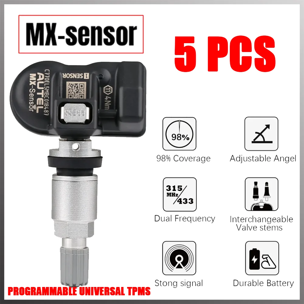 5pcs OEM Mx-sensor Tpms Tire Pressure Sensor 433+315mhz 1 X 2in1 Aluminum English New Universal Tire Pressure Monitoring Tool
5pcs OEM Mx-sensor Tpms Tire Pressure Sensor 433+315mhz 1 X 2in1 Aluminum English New Universal Tire Pressure Monitoring Tool