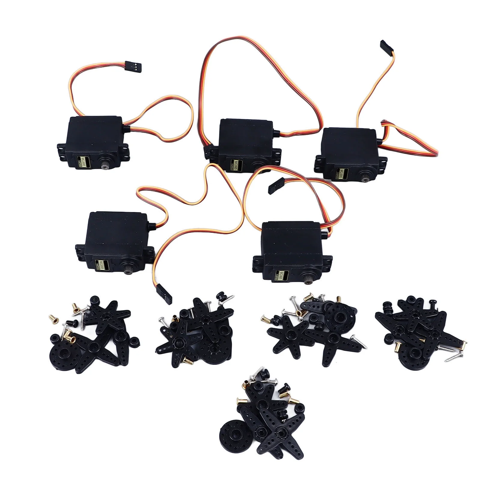 5 Sets 55G Servo Motor and Arms 180 Degree Angle Plastic Gear Analog Servo Motor for Biped Robot RC Car Boat 3‑7.2V
5 Sets 55G Servo Motor and Arms 180 Degree Angle Plastic Gear Analog Servo Motor for Biped Robot RC Car Boat 3‑7.2V
