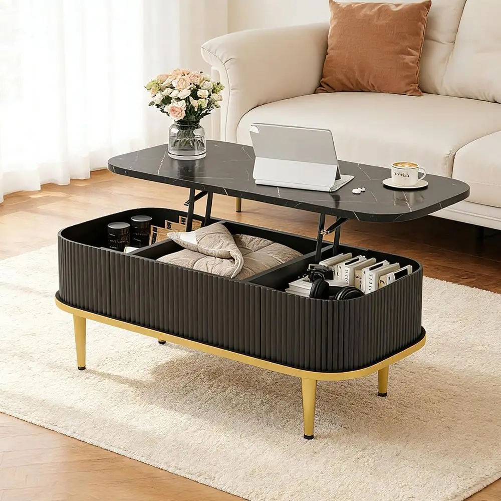 Mid-Century Modern Coffee Table with Storage, Rectangular Marble Top, Suitable for Living Room, Home, or Office, Sleek Black
Mid-Century Modern Coffee Table with Storage, Rectangular Marble Top, Suitable for Living Room, Home, or Office, Sleek Black