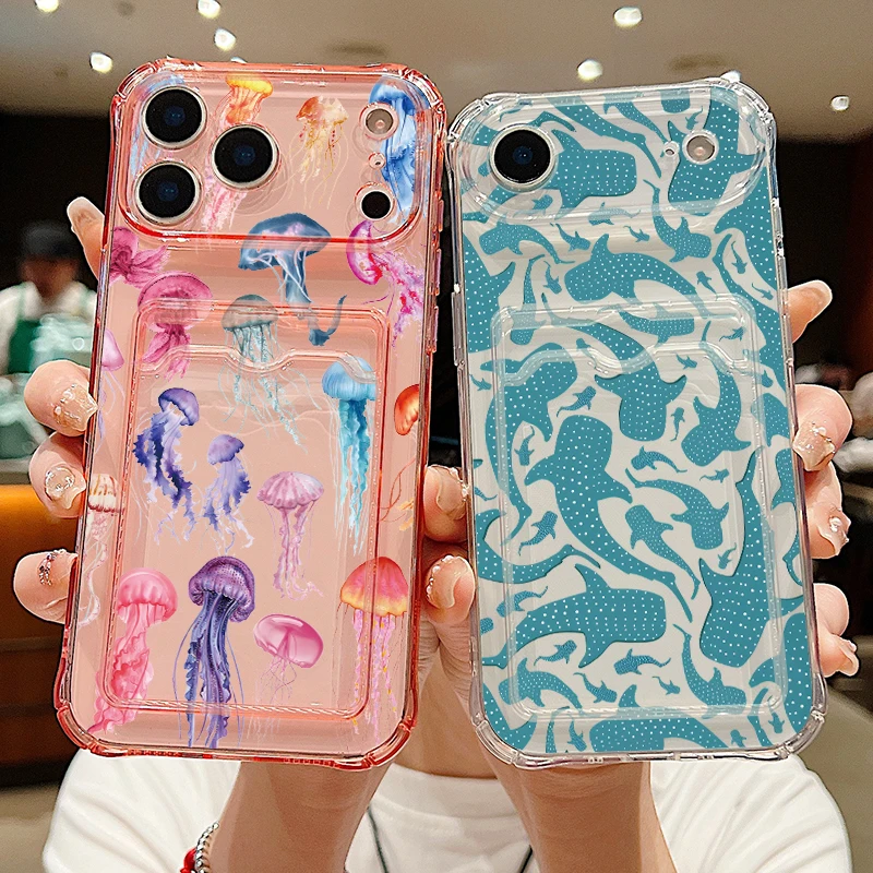 Card Slot Pocket Clear TPU Case For iPhone 17 16 Pro 17e 16e 15 14 13 Pro Max 11 Jellyfish Shark Print Soft Silicone Phone Cover
Card Slot Pocket Clear TPU Case For iPhone 17 16 Pro 17e 16e 15 14 13 Pro Max 11 Jellyfish Shark Print Soft Silicone Phone Cover