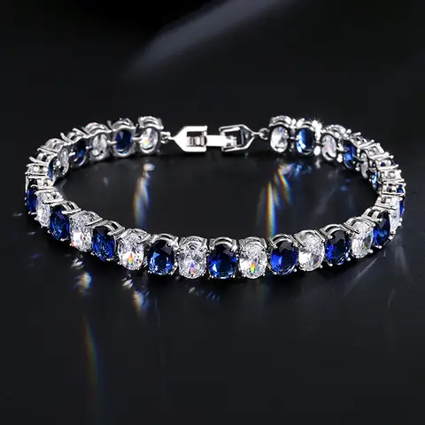 Sexy And Exquisite Sapphire Cubic Zirconia Bracelet Is Suitable For Women To Travel, Banquet, Party Wear