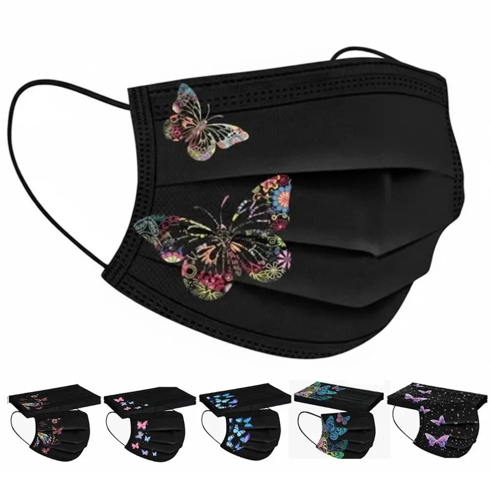 10pcs Colorful Butterfly Print Disposable Face Mask Three-layer Black Anti Dust Mask Non-woven Fabric Breathable
10pcs Colorful Butterfly Print Disposable Face Mask Three-layer Black Anti Dust Mask Non-woven Fabric Breathable