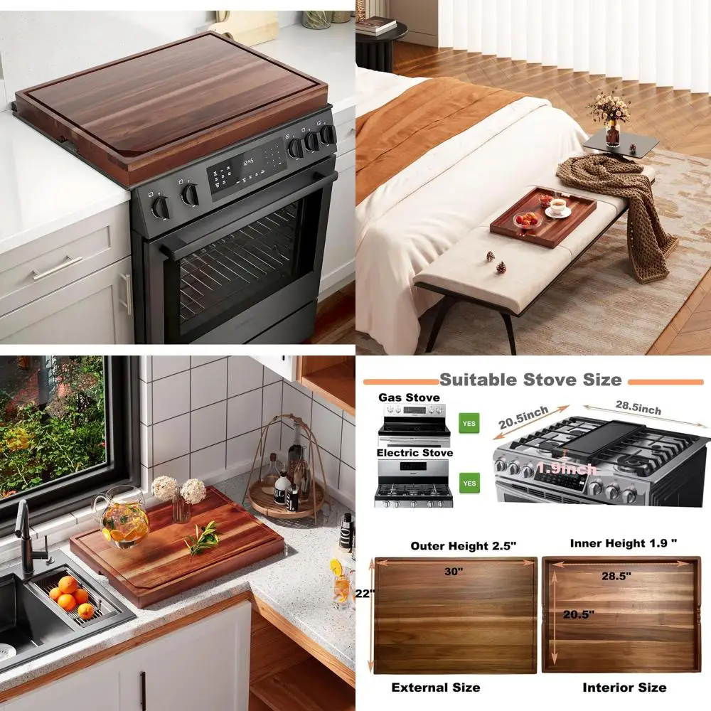 Wooden Wavy-Handled Acacia Noodle Board, 30x22, Gas & Electric Stove Cover with Juice Grooves & Serving Tray
Wooden Wavy-Handled Acacia Noodle Board, 30x22, Gas & Electric Stove Cover with Juice Grooves & Serving Tray