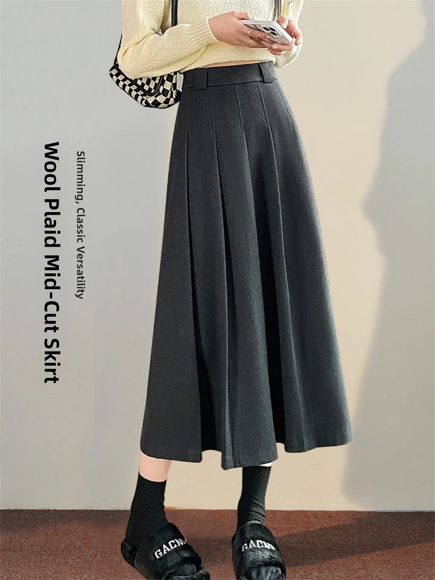 Elegant High Waist A-Line Woolen Skirt Women's Spring 2026 Fashion Versatile Hip Concealing Midi Skirt Casual Pure Color
Elegant High Waist A-Line Woolen Skirt Women's Spring 2026 Fashion Versatile Hip Concealing Midi Skirt Casual Pure Color