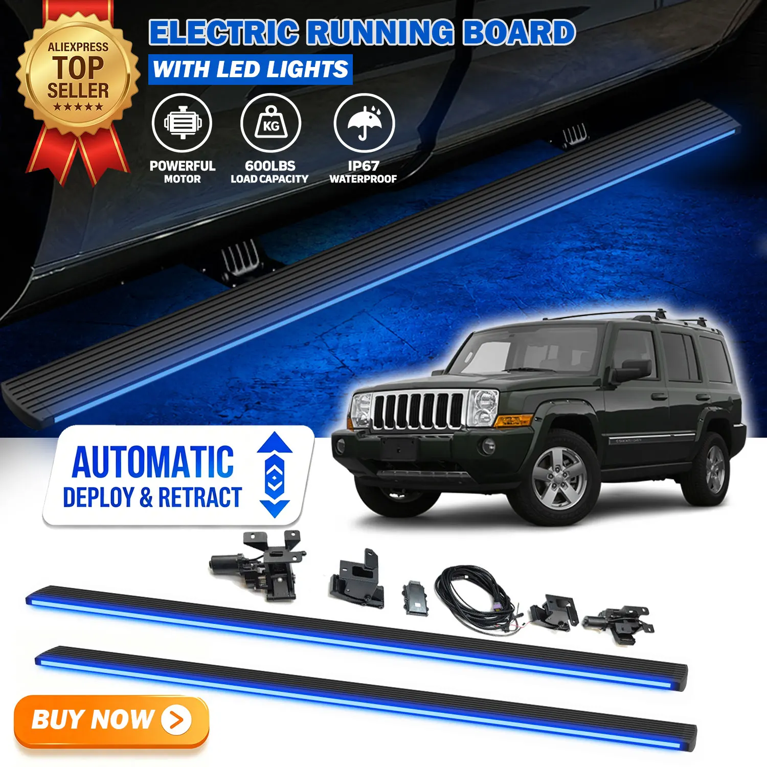 Fits For Jeep Commander 2007-2017 Deployable Power Electric Running Boards with LED Light Strips Side Step Nerf Bars
Fits For Jeep Commander 2007-2017 Deployable Power Electric Running Boards with LED Light Strips Side Step Nerf Bars