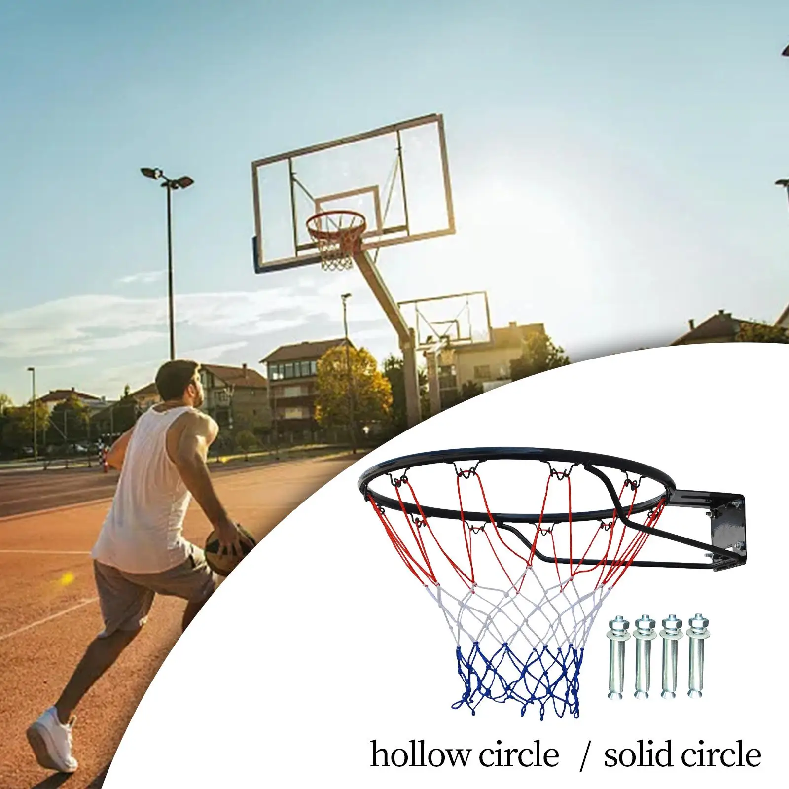 Basketball Rim, Wall Door Mounted Basketball Hoop, Heavy Duty Basketball Rim Goal Replacement with Net
Basketball Rim, Wall Door Mounted Basketball Hoop, Heavy Duty Basketball Rim Goal Replacement with Net