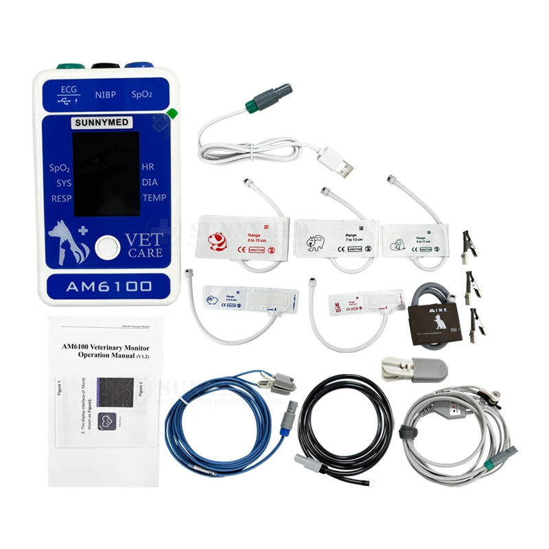 SY-AM6100 Handheld ElectrocardiogramHeart Rate NIBP Spo2 PR TEMP Multi-Parameter Pet Veterinary Pet Monitoring Device
SY-AM6100 Handheld ElectrocardiogramHeart Rate NIBP Spo2 PR TEMP Multi-Parameter Pet Veterinary Pet Monitoring Device