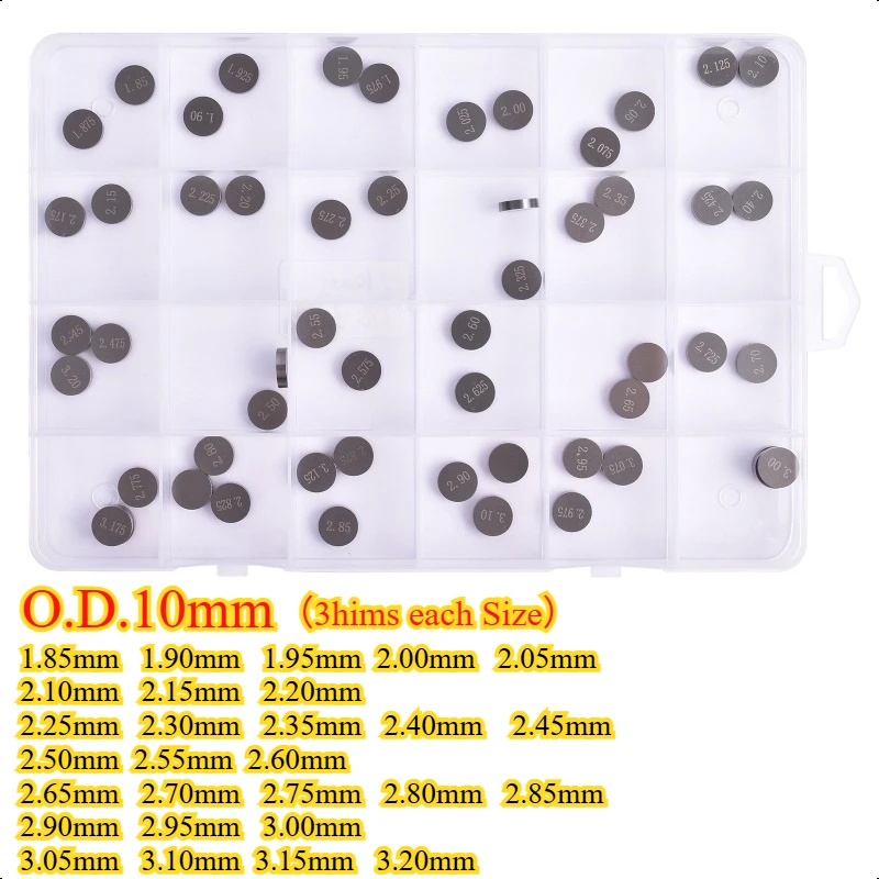 84PC 10mm 1.85 ~ 3.20 Adjustable Valve Shim Gasket Complete Refill for K*TM 1190 ADVENTURE 1290 SUPER 400/450/500/530 XC-W 690
84PC 10mm 1.85 ~ 3.20 Adjustable Valve Shim Gasket Complete Refill for K*TM 1190 ADVENTURE 1290 SUPER 400/450/500/530 XC-W 690