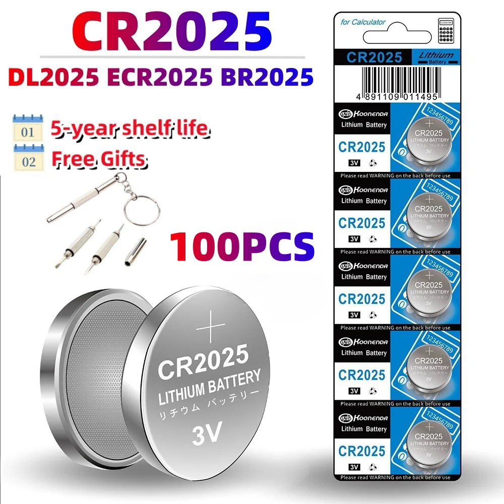 20-100PCS CR2025 Lithium Button Battery DL2025 BR2025 5003LC LM2025 Coin Cell Watch Batteries for Toys Clock Compute
20-100PCS CR2025 Lithium Button Battery DL2025 BR2025 5003LC LM2025 Coin Cell Watch Batteries for Toys Clock Compute