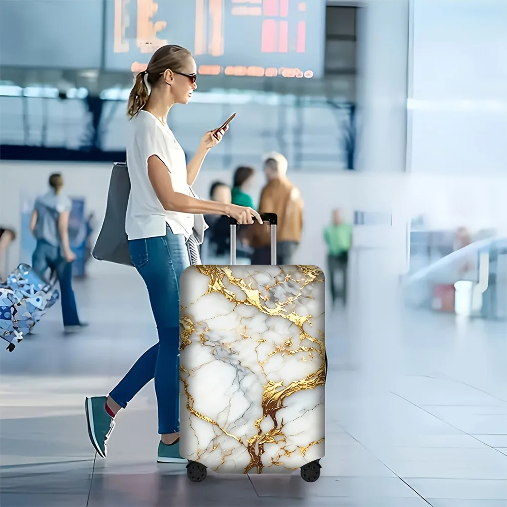 1PC gold-patterned marble-print luggage cover for luggage sizes 18 – 32 inches; dustproof and resilient travel accessories to
1PC gold-patterned marble-print luggage cover for luggage sizes 18 – 32 inches; dustproof and resilient travel accessories to