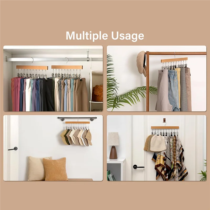 Wood Hanger For Pants, With 12 Nonslip Clips, Set Of 2 Legging Organizer For Closet
Wood Hanger For Pants, With 12 Nonslip Clips, Set Of 2 Legging Organizer For Closet