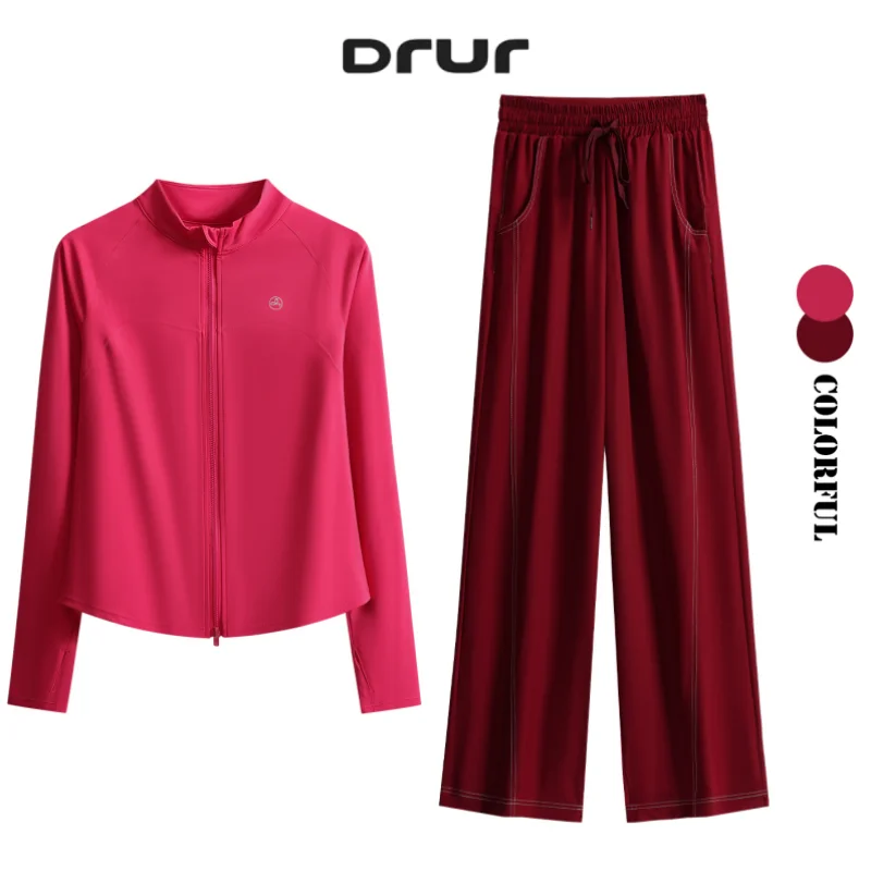 DRUR Two Piece Yoga Set for Women Autumn Winter Sportswear Outfits-Two-way Zipper Jackets & Wide Leg Pants Suit Travel Airport
DRUR Two Piece Yoga Set for Women Autumn Winter Sportswear Outfits-Two-way Zipper Jackets & Wide Leg Pants Suit Travel Airport