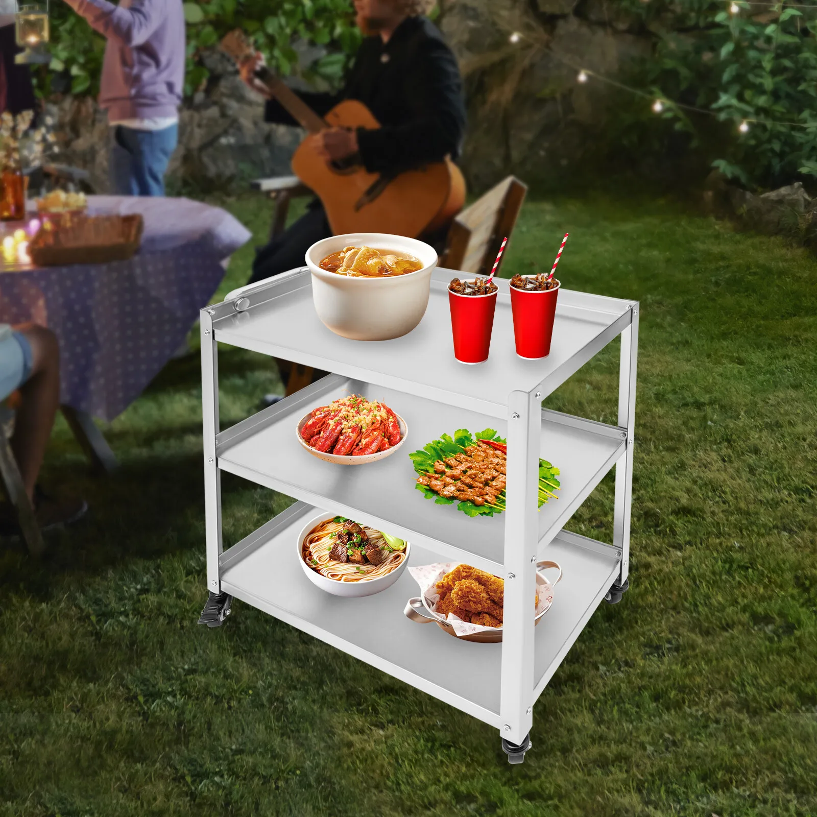 3-Tiers Kitchen Trolley Cart Stainless Steel Utility Serving Storage Rolling Cart With 4* Universal Wheels
3-Tiers Kitchen Trolley Cart Stainless Steel Utility Serving Storage Rolling Cart With 4* Universal Wheels