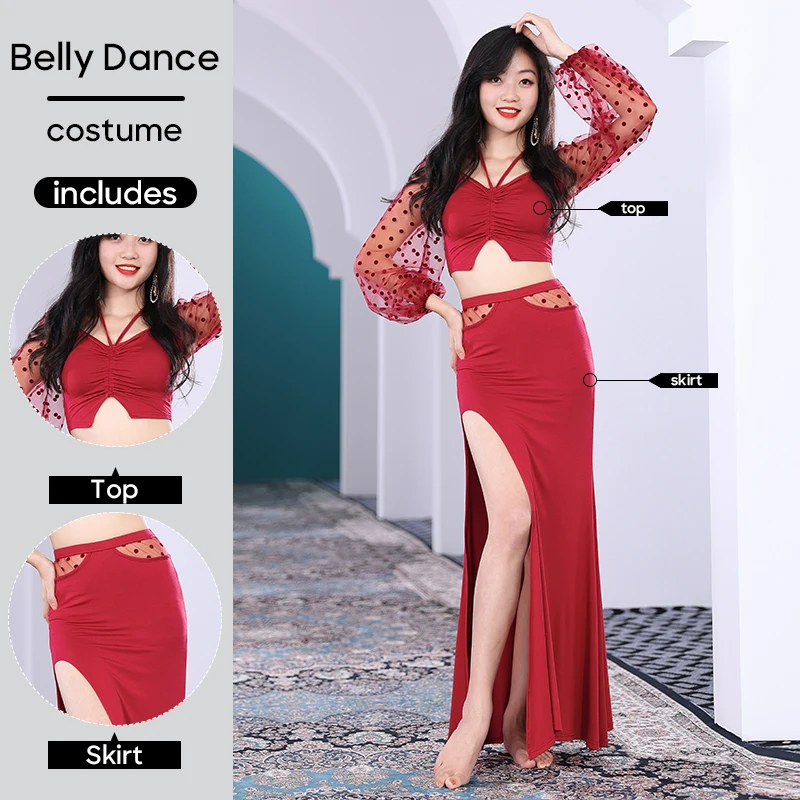 Belly Dance Performance Dance Wear Top and Skirt Dance Outfit Lantern Sleeves For Adult Women Stage Performance Practice Clothes
Belly Dance Performance Dance Wear Top and Skirt Dance Outfit Lantern Sleeves For Adult Women Stage Performance Practice Clothes