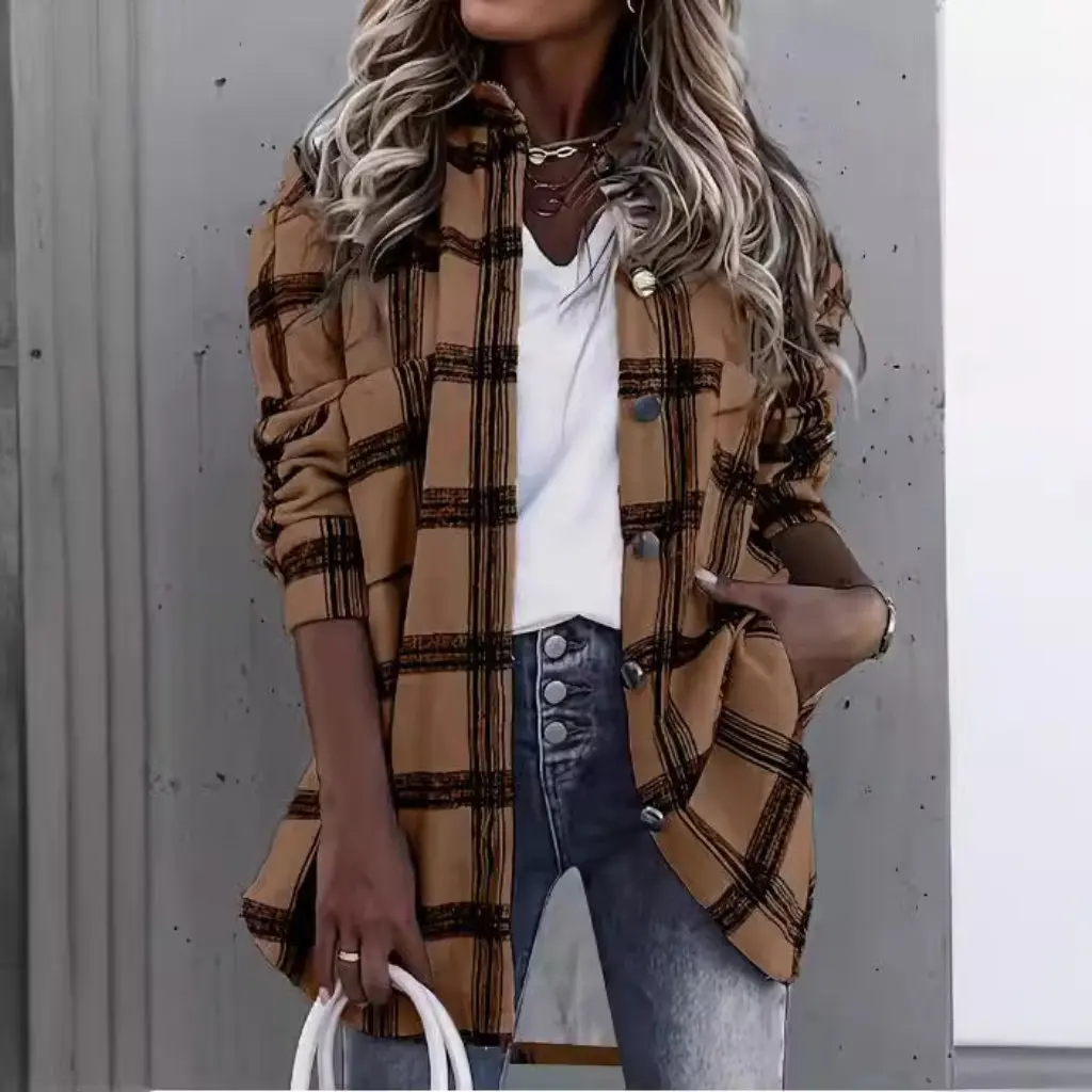 Women's Classic Plaid Button-Up Shirt Jacket Casual Fashion European American Style Clothing
Women's Classic Plaid Button-Up Shirt Jacket Casual Fashion European American Style Clothing