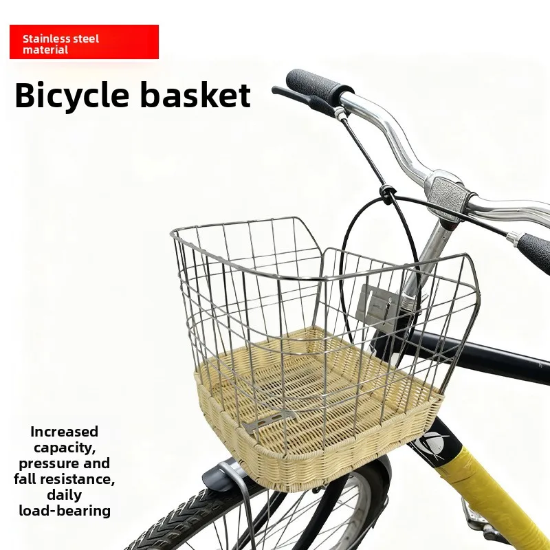 Front-mounted stainless steel woven bicycle basket, sturdy and durable, universal large-capacity bikes and electric vehicles
Front-mounted stainless steel woven bicycle basket, sturdy and durable, universal large-capacity bikes and electric vehicles
