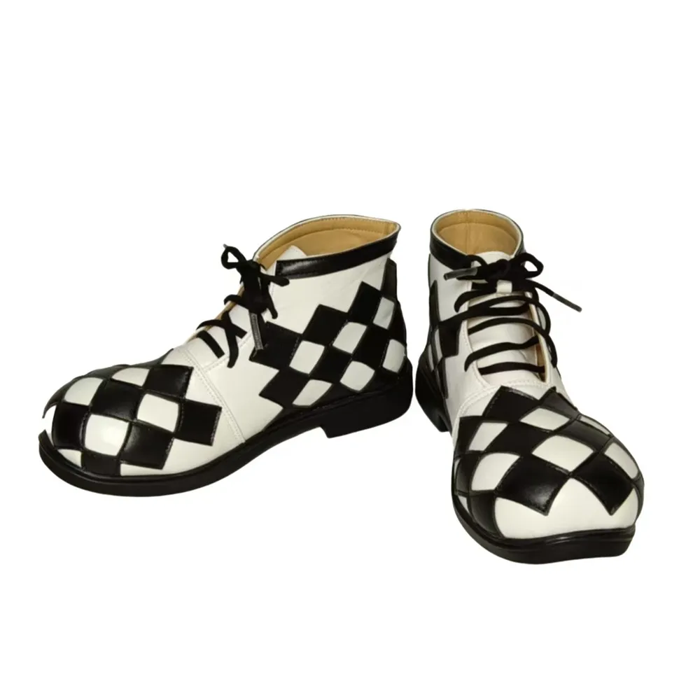 Black White Grid Clown Shoes Extra Large Joker Boots Unisex Piano keys Style Circus Party Supplies Festival Performance
Black White Grid Clown Shoes Extra Large Joker Boots Unisex Piano keys Style Circus Party Supplies Festival Performance