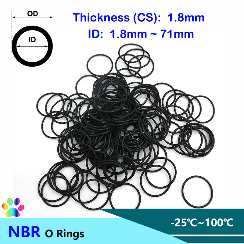 10/50/100Pcs NBR O Ring Thickness CS 1.8mm ID 1.8~71mm Nitrile Rubber Corrosion Oil Resist O Shape Sealing Washer Seal Gasket
10/50/100Pcs NBR O Ring Thickness CS 1.8mm ID 1.8~71mm Nitrile Rubber Corrosion Oil Resist O Shape Sealing Washer Seal Gasket