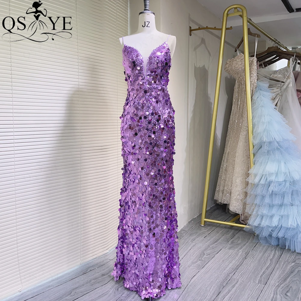Big Sequin Purple Evening Dresses 2024 Sequined Full Mermaid V Neck Evening Gown Big Sequins Spaghetti Straps Formal Party Dress
Big Sequin Purple Evening Dresses 2024 Sequined Full Mermaid V Neck Evening Gown Big Sequins Spaghetti Straps Formal Party Dress