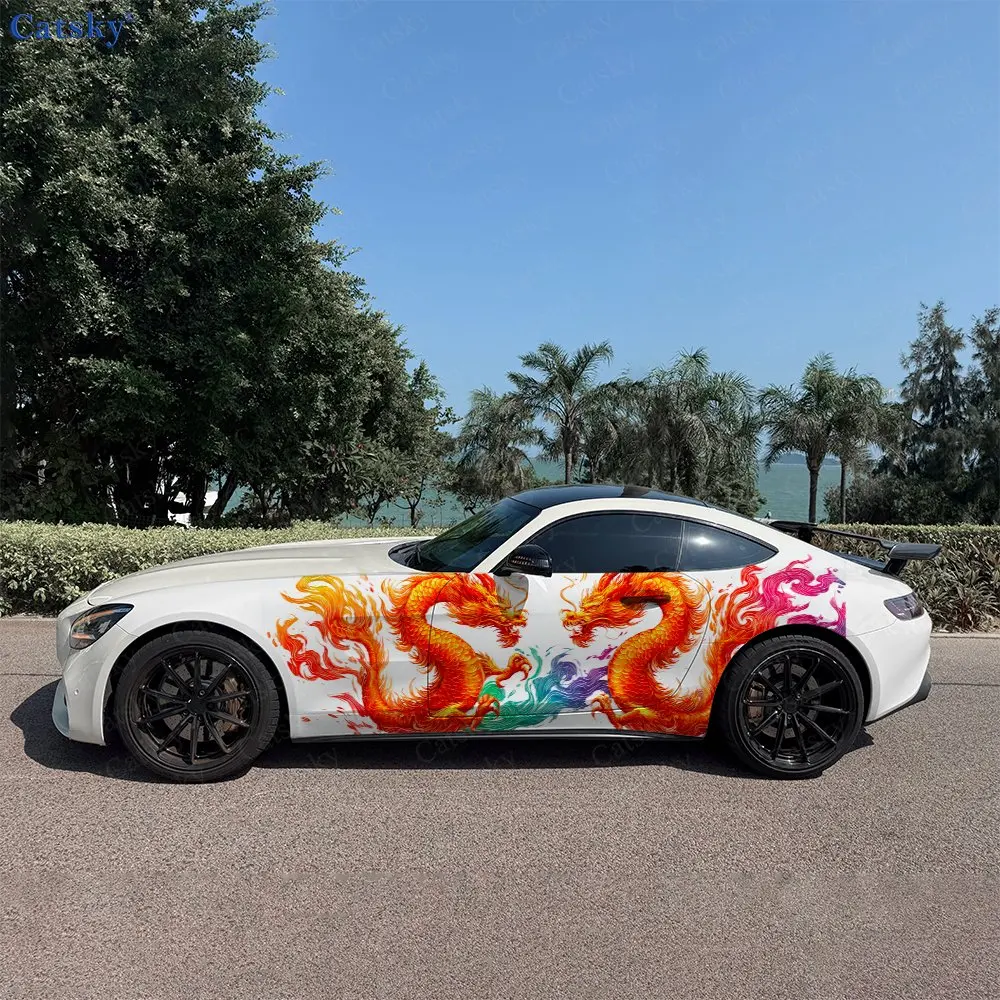 2pcs Twin Dragons Flame Hand-drawn, Durable, Fade-resistant, Enhance Vehicle Aesthetics With Bold Artistic Design Car Vinyl Wrap
2pcs Twin Dragons Flame Hand-drawn, Durable, Fade-resistant, Enhance Vehicle Aesthetics With Bold Artistic Design Car Vinyl Wrap