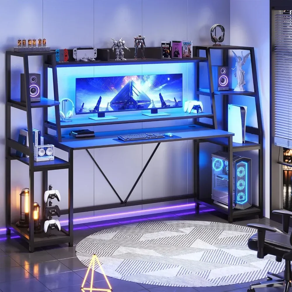 Gaming Desk 78.8'' with LED Lights, Hutch and Storage Shelves, Computer Desk with Monitor Stand, Large PC Gamer Desk Work
Gaming Desk 78.8'' with LED Lights, Hutch and Storage Shelves, Computer Desk with Monitor Stand, Large PC Gamer Desk Work