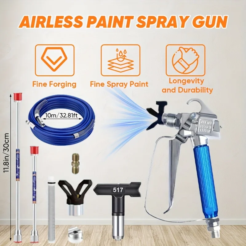 22pcs Airless Paint Sprayer Gun Kit, 3600PSI Airless Spray Gun with 50Ft High Pressure Hose And 6pcs Reversible Spray Tips And 4pcs Extension Rod And 6pcs Filters And Guide Tool And Nozzle Seat
22pcs Airless Paint Sprayer Gun Kit, 3600PSI Airless Spray Gun with 50Ft High Pressure Hose And 6pcs Reversible Spray Tips And 4pcs Extension Rod And 6pcs Filters And Guide Tool And Nozzle Seat