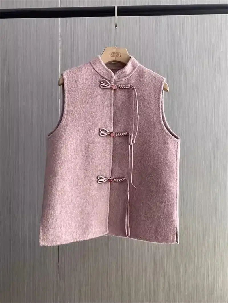 New Chinese Style Buckle Tassel Pink Wool Vest Women's Top 2024 Spring Autumn Retro High-End Sleeveless Jacket Waistcoat K442
New Chinese Style Buckle Tassel Pink Wool Vest Women's Top 2024 Spring Autumn Retro High-End Sleeveless Jacket Waistcoat K442