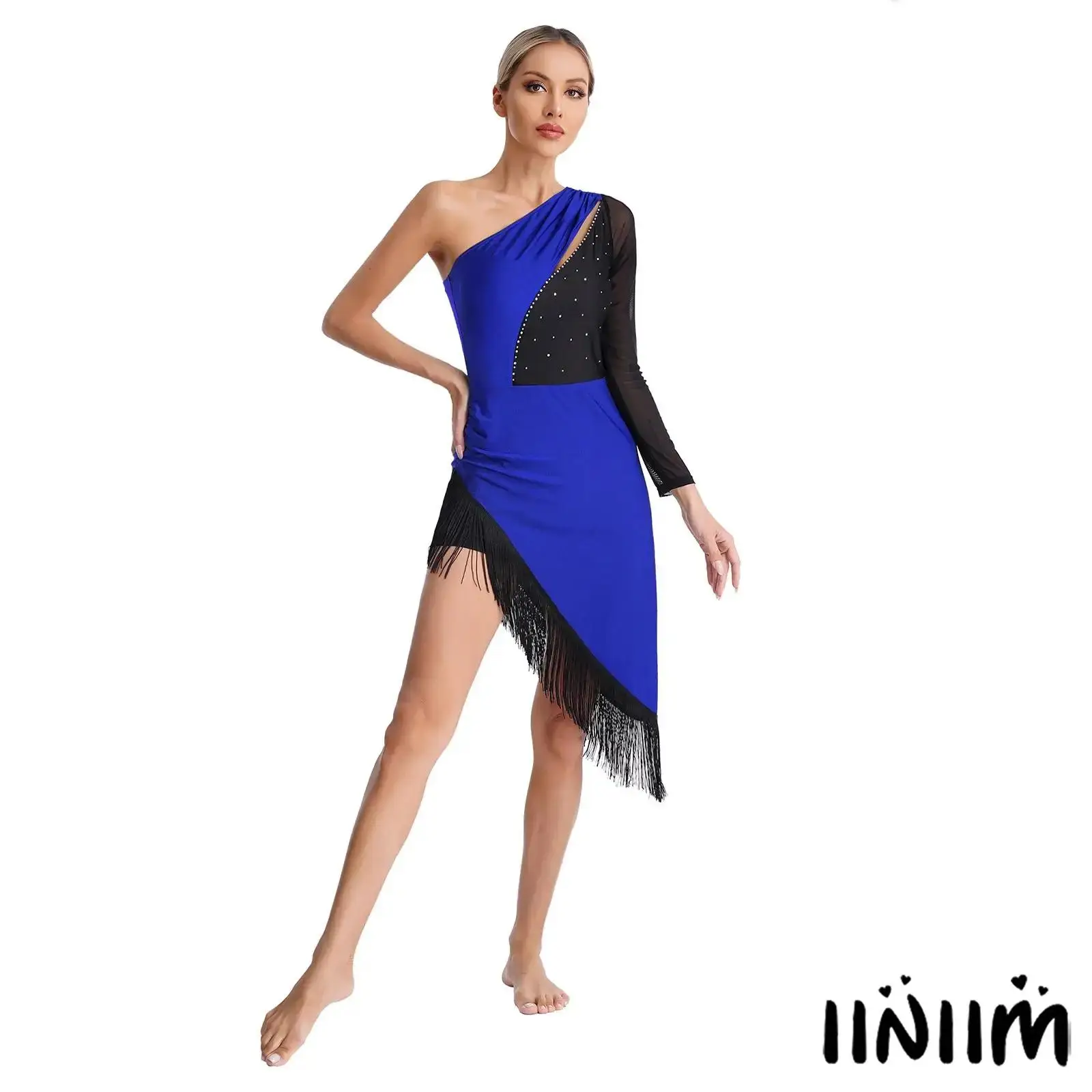 Elegant Women's One Shoulder Dance Dress Rhinestones Tassels Long Sleeve Keyhole Design for Latin Ballroom Stage Performance
Elegant Women's One Shoulder Dance Dress Rhinestones Tassels Long Sleeve Keyhole Design for Latin Ballroom Stage Performance