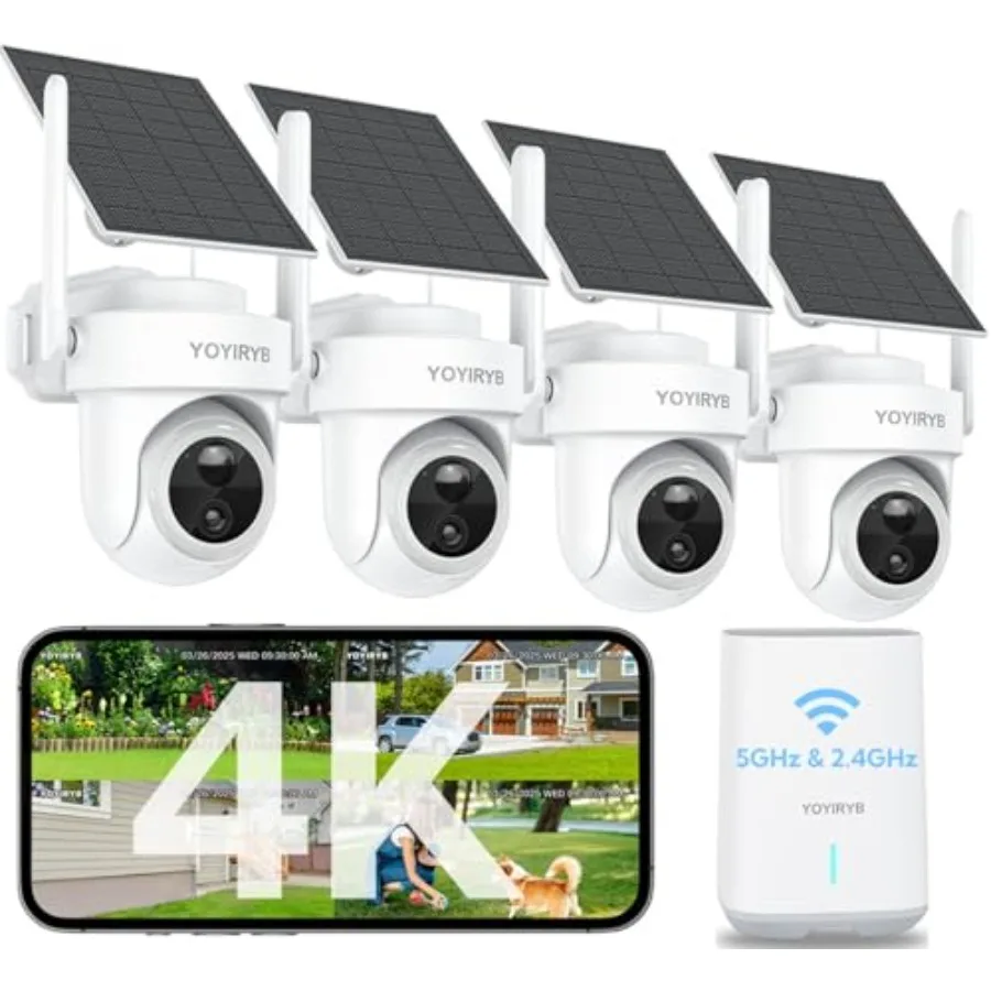 Outdoor security camera system: solar-powered, wireless 4K, color night vision, -14F cold-resistant, 360 auto tracking, 5G/2.4G
Outdoor security camera system: solar-powered, wireless 4K, color night vision, -14F cold-resistant, 360 auto tracking, 5G/2.4G