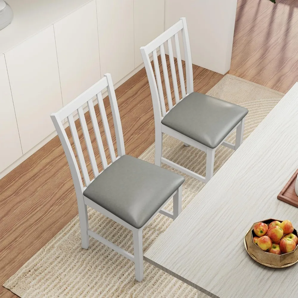 Wooden Dining Chairs Set of 2, Faux Leather Upholstered Kitchen Chair w/Rubber Wood Legs, Curved Back, Padded Seat,
Wooden Dining Chairs Set of 2, Faux Leather Upholstered Kitchen Chair w/Rubber Wood Legs, Curved Back, Padded Seat,