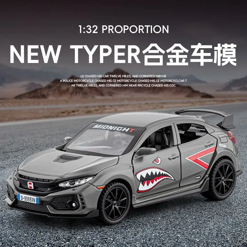 1:32 Civic Type R Diecast Model Car 6 Open Doors Light Sound Pull Back Shark Mouth Design Alloy Rear Wing
1:32 Civic Type R Diecast Model Car 6 Open Doors Light Sound Pull Back Shark Mouth Design Alloy Rear Wing