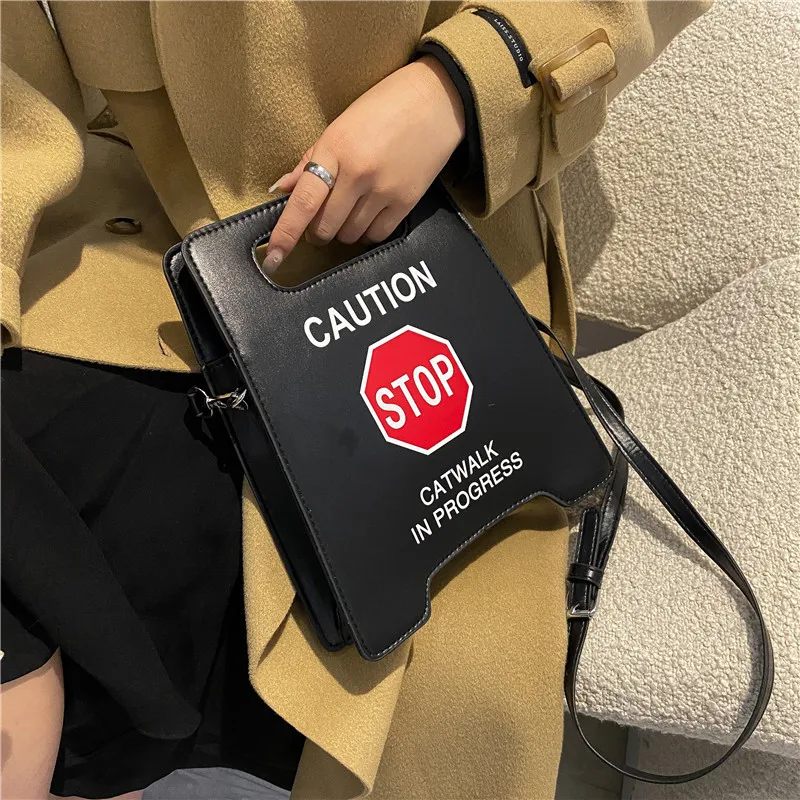 Women's Edgy Fashion Roadblock Shape Handbag Creative Prank No Parking No Entry Sign Design Crossbody Bag Durable PU Leather
Women's Edgy Fashion Roadblock Shape Handbag Creative Prank No Parking No Entry Sign Design Crossbody Bag Durable PU Leather