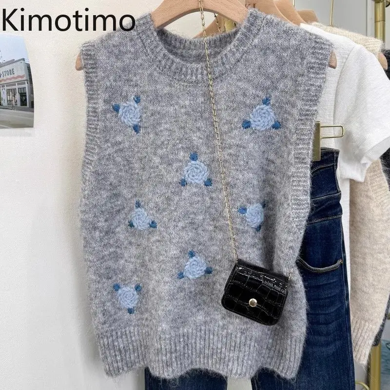 Kimotimo Gray Flower Embroidery Knitted Vest Women 2025 Autumn Winter O Neck Overlap Pullover Y2k Fashion Sleeveless Sweater Top
Kimotimo Gray Flower Embroidery Knitted Vest Women 2025 Autumn Winter O Neck Overlap Pullover Y2k Fashion Sleeveless Sweater Top