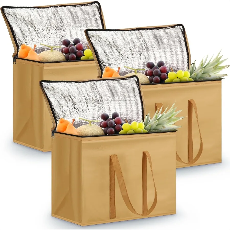 3 Pack XLlarge Insulated Reusable Grocery Bags Foldable Cooler Bag Collapsible Shopping Tote for Groceries Stands Upright Stora
3 Pack XLlarge Insulated Reusable Grocery Bags Foldable Cooler Bag Collapsible Shopping Tote for Groceries Stands Upright Stora