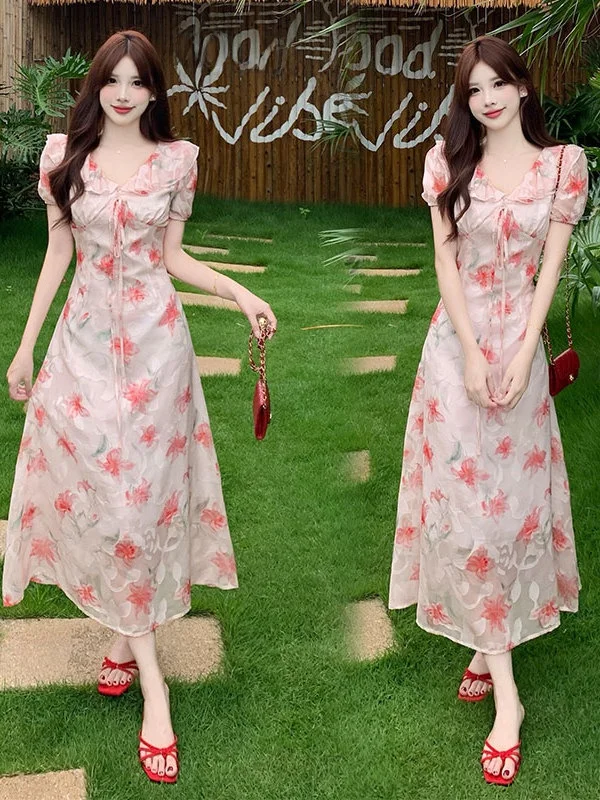 plus Size Women's Fashion Slimming Waist Midi Dress Dyed Together Red Floral A-Line Skirt Breathable Summer Short Sleeve
plus Size Women's Fashion Slimming Waist Midi Dress Dyed Together Red Floral A-Line Skirt Breathable Summer Short Sleeve