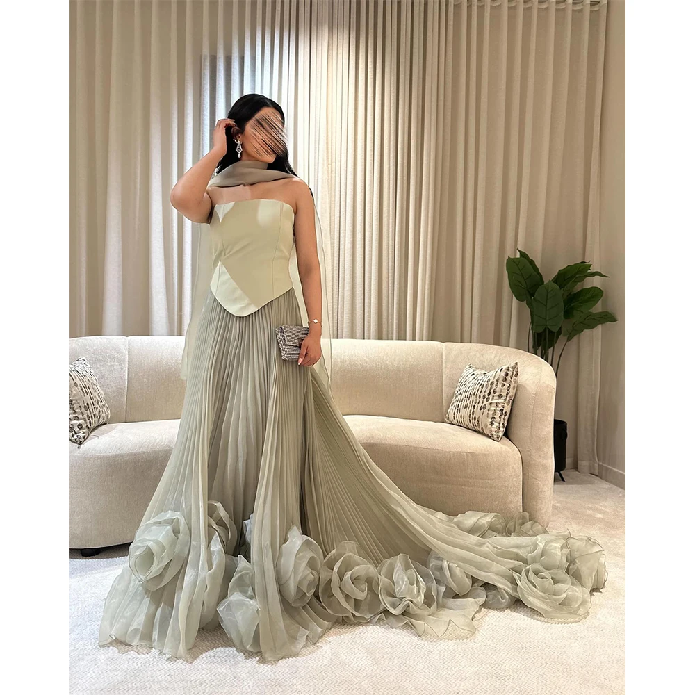 Elegant Green Tulle Flower Evening Dress Satin Aline Saudi Arabric Muslim Formal Occasion Vestidos De Fiesta Noche Customized
Elegant Green Tulle Flower Evening Dress Satin Aline Saudi Arabric Muslim Formal Occasion Vestidos De Fiesta Noche Customized