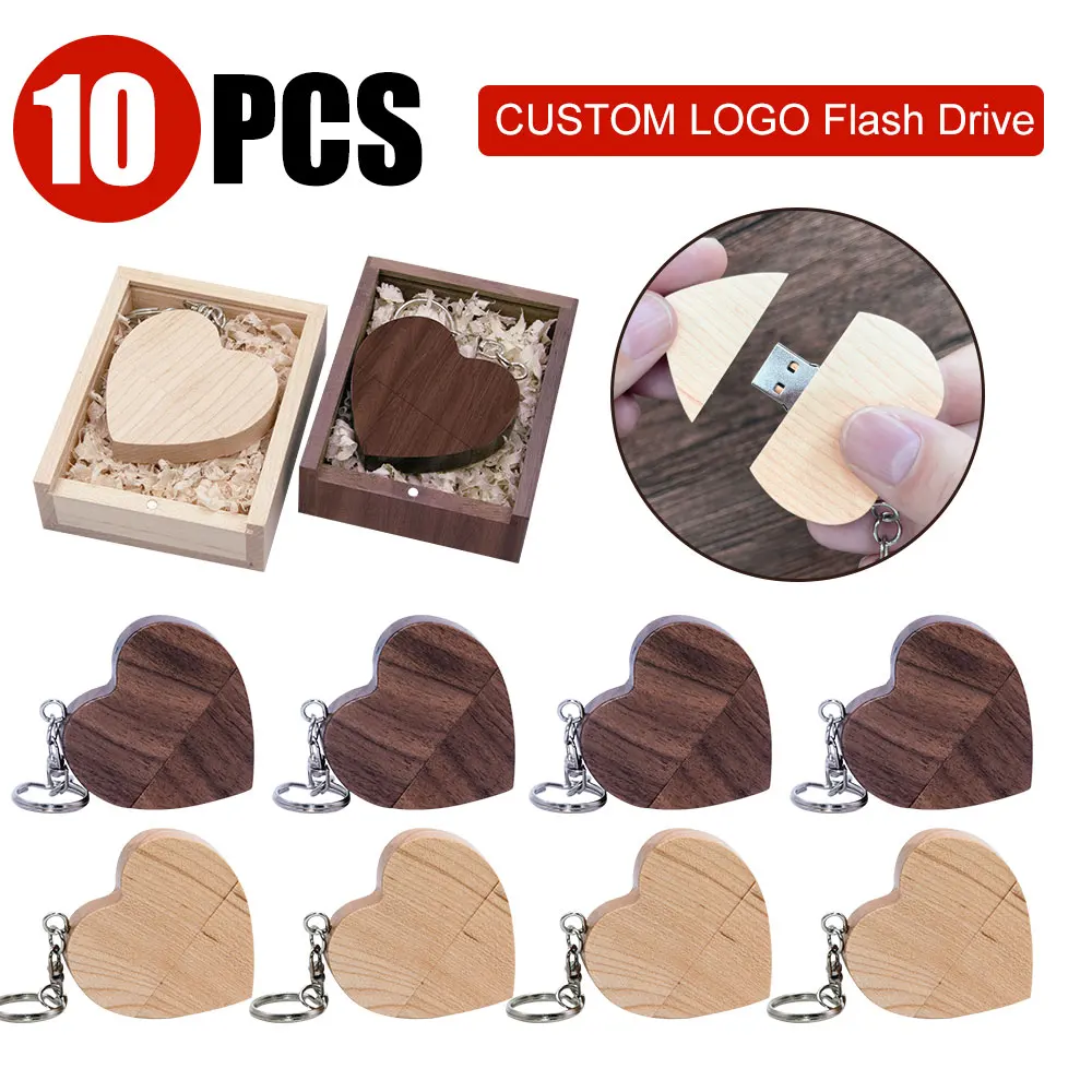 10pcs/lot Custom Logo Wooden Heart Gift Box USB2.0 Flash Drive Creative Pendrive 4GB 8GB 16GB 32GB 64GB Memory Stick U Disk Gift 
10pcs/lot Custom Logo Wooden Heart Gift Box USB2.0 Flash Drive Creative Pendrive 4GB 8GB 16GB 32GB 64GB Memory Stick U Disk Gift